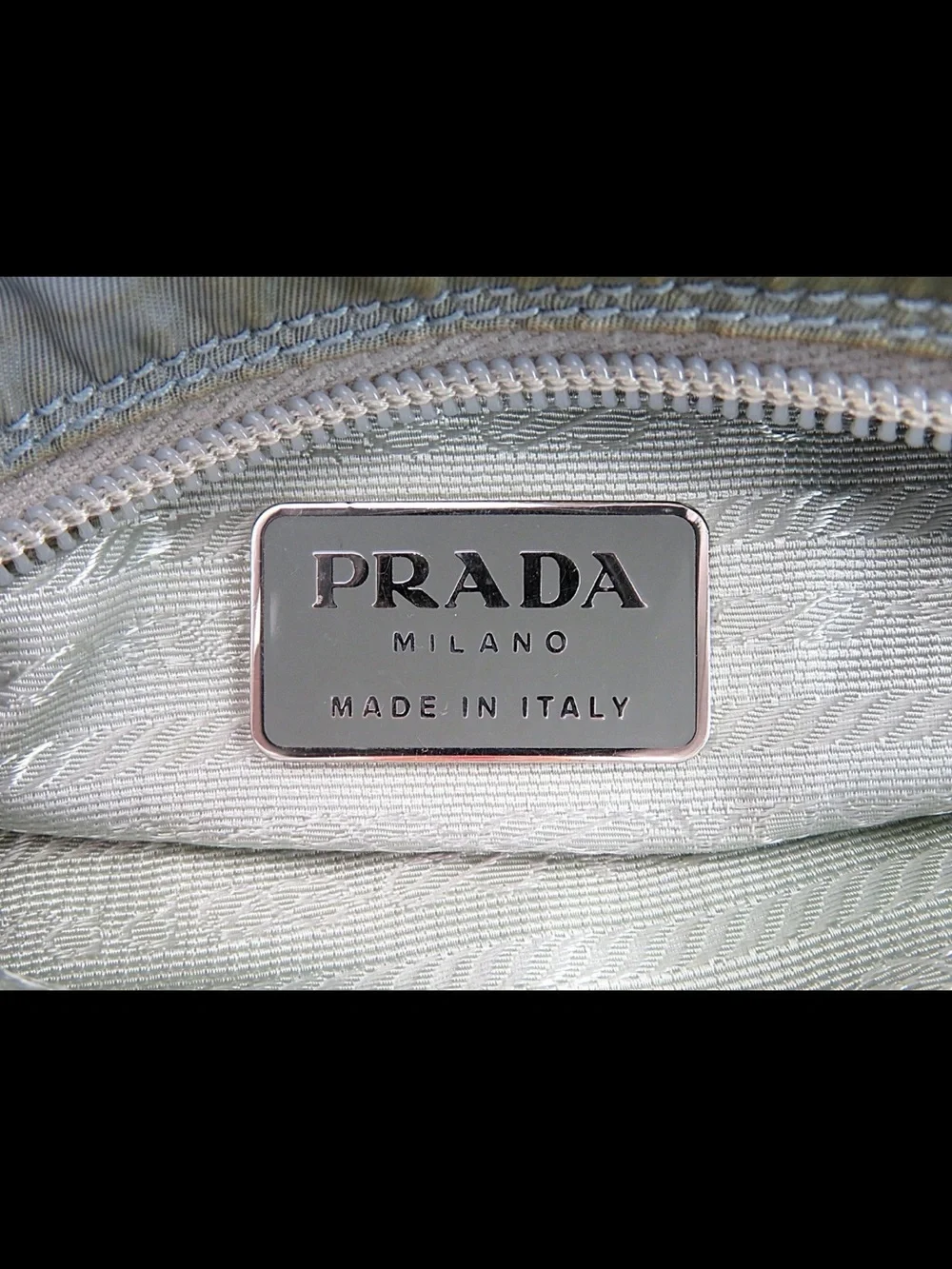 Prada Powder Blue Nylon Messenger Bag with Yellow Strap Accent